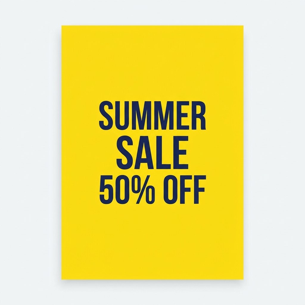 Yellow poster with the text SUMMER SALE 50% OFF, generated with Nano Banana 2