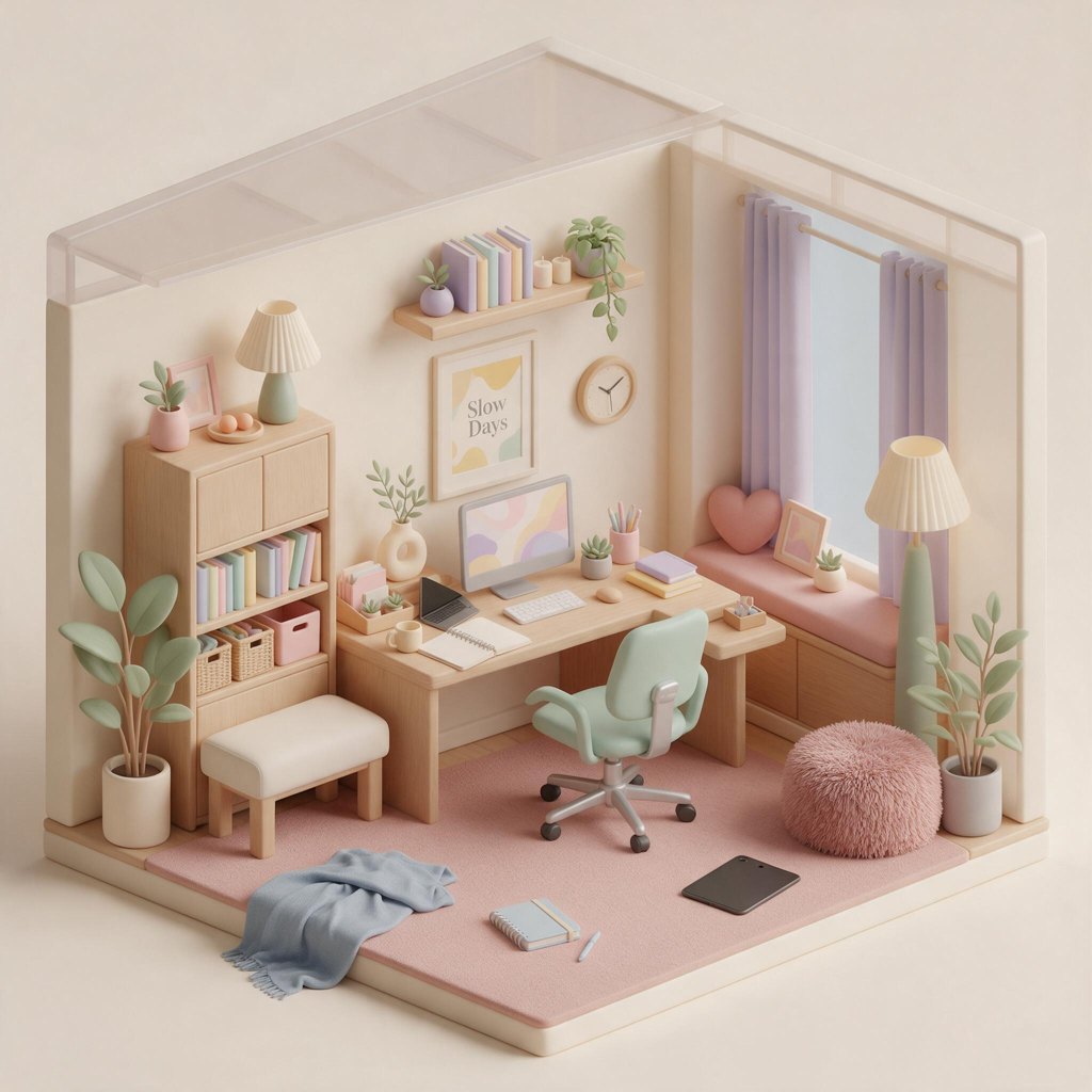 Isometric 3D clay-style home office icon in pastel colors, generated with Seedream 5.0 Pro