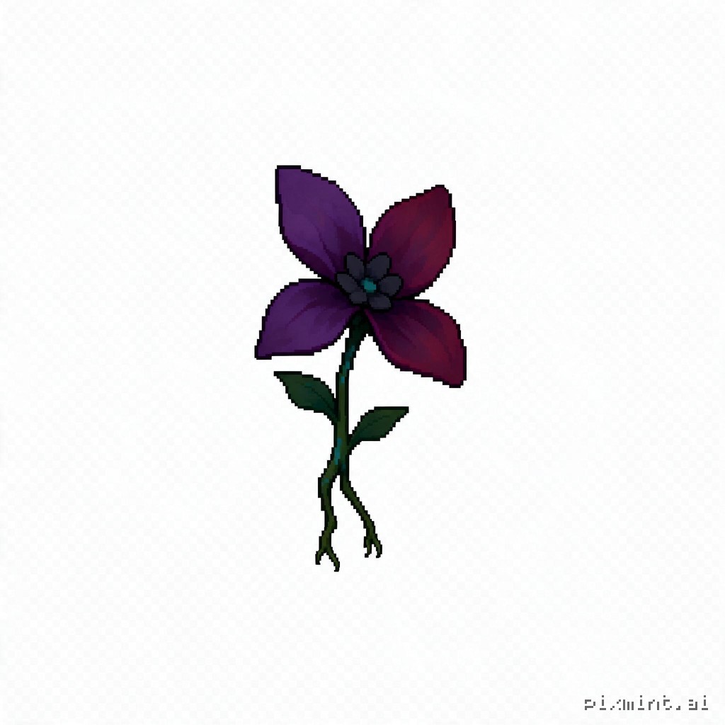 Create a single enemy sprite named "flower_M" for a 2D side-scrolling action game, in clean, crisp pixel art. **Concept…