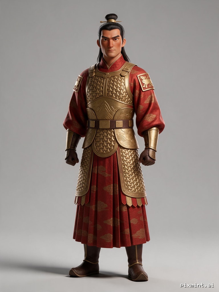 Highly stylized cinematic 3D animated character, sculpted facial masses, warm semi-matte low-frequency skin, restrained…
